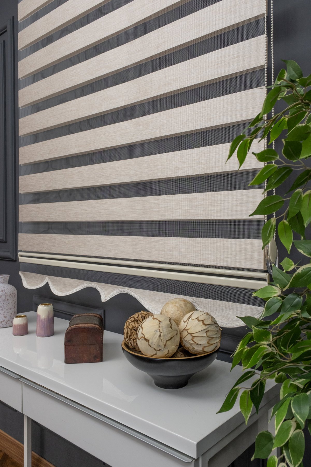 70x200 Hazır Krem Bambu Zebra Perde