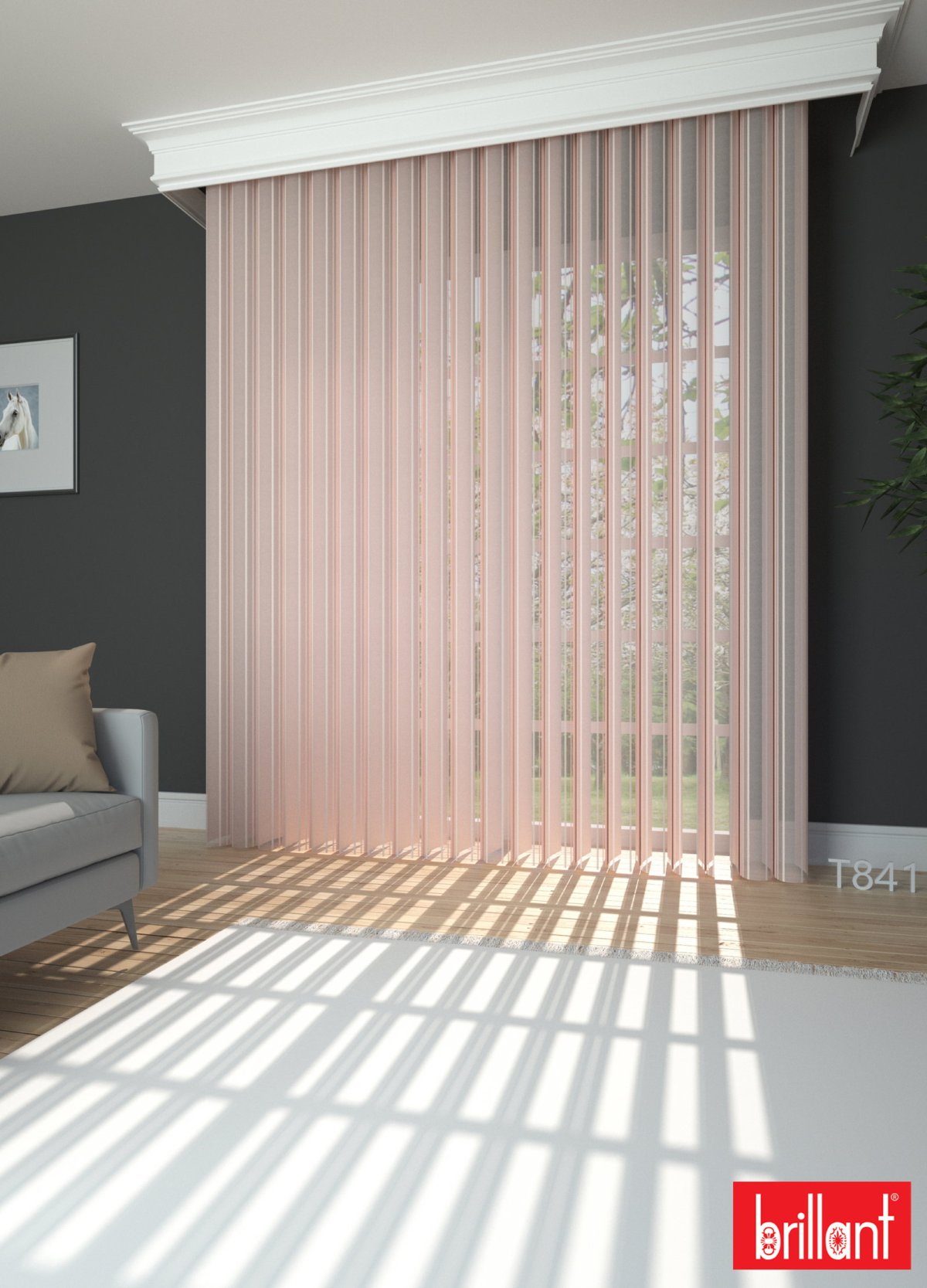 Brillant Akıllı Tül Perde Açık Pembe Renkli Tül Dikey Zebra Perde Düz 1. Kalite