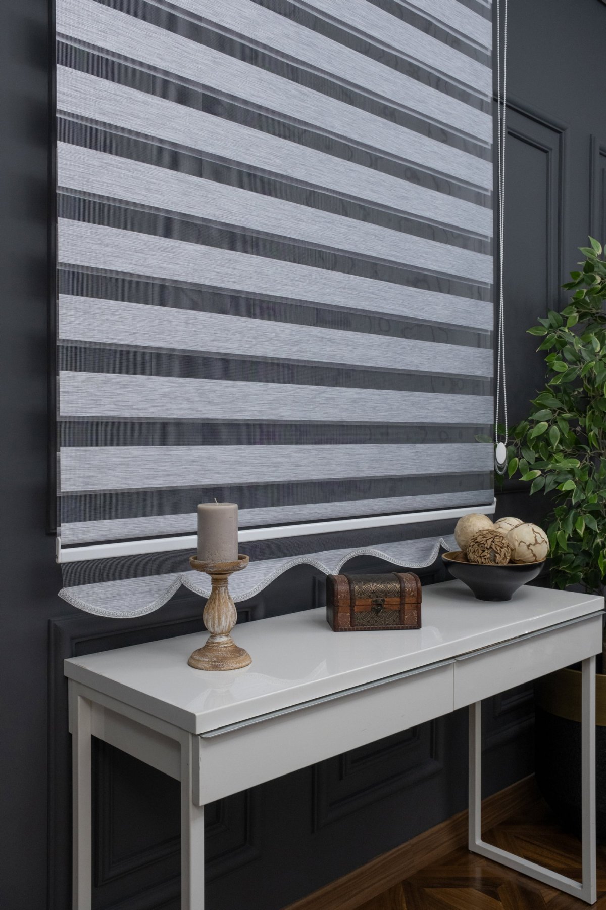 Gri Bambu Zebra Perde 110x200