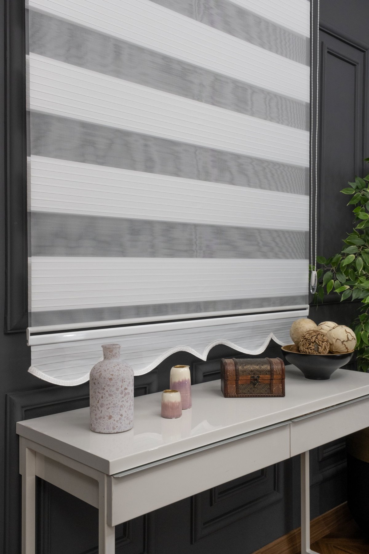70x200 Ekru Geniş Plise Zebra Perde