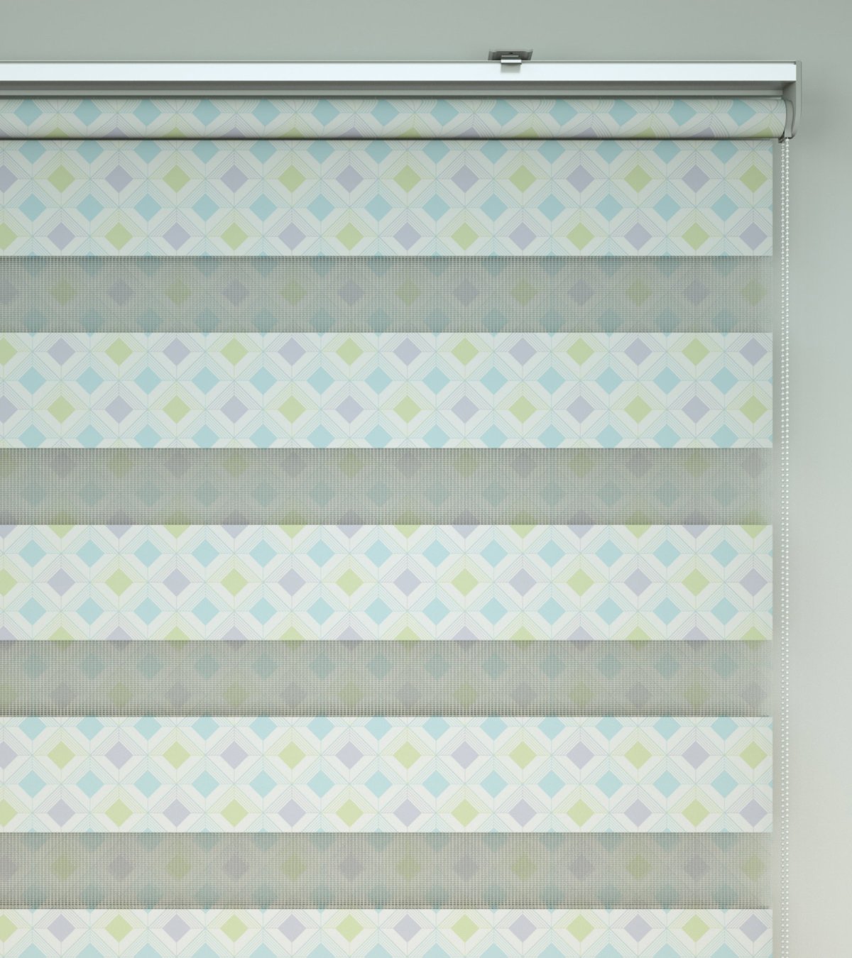Geometrik Desenli Baskılı Zebra Perde- Çok Renkli