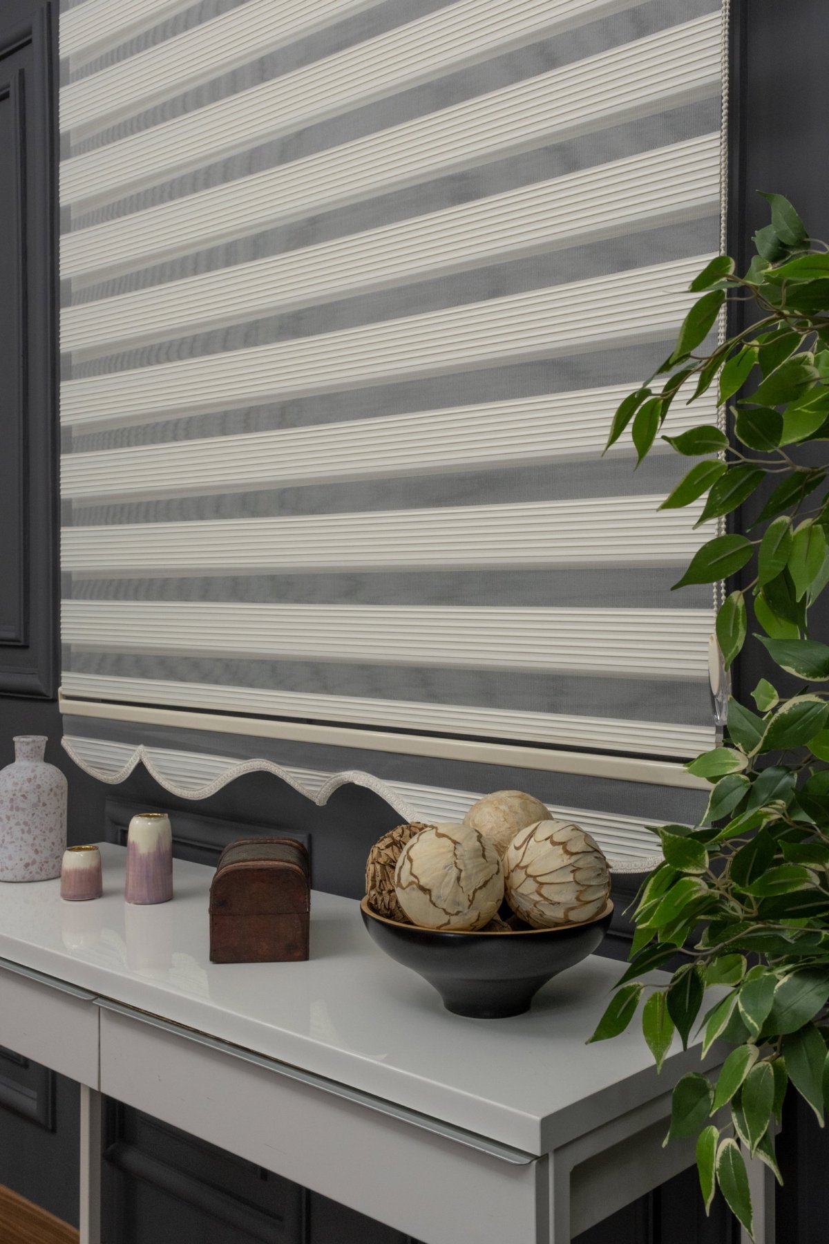 70x200 Hazır Krem Dar Plise Zebra Perde