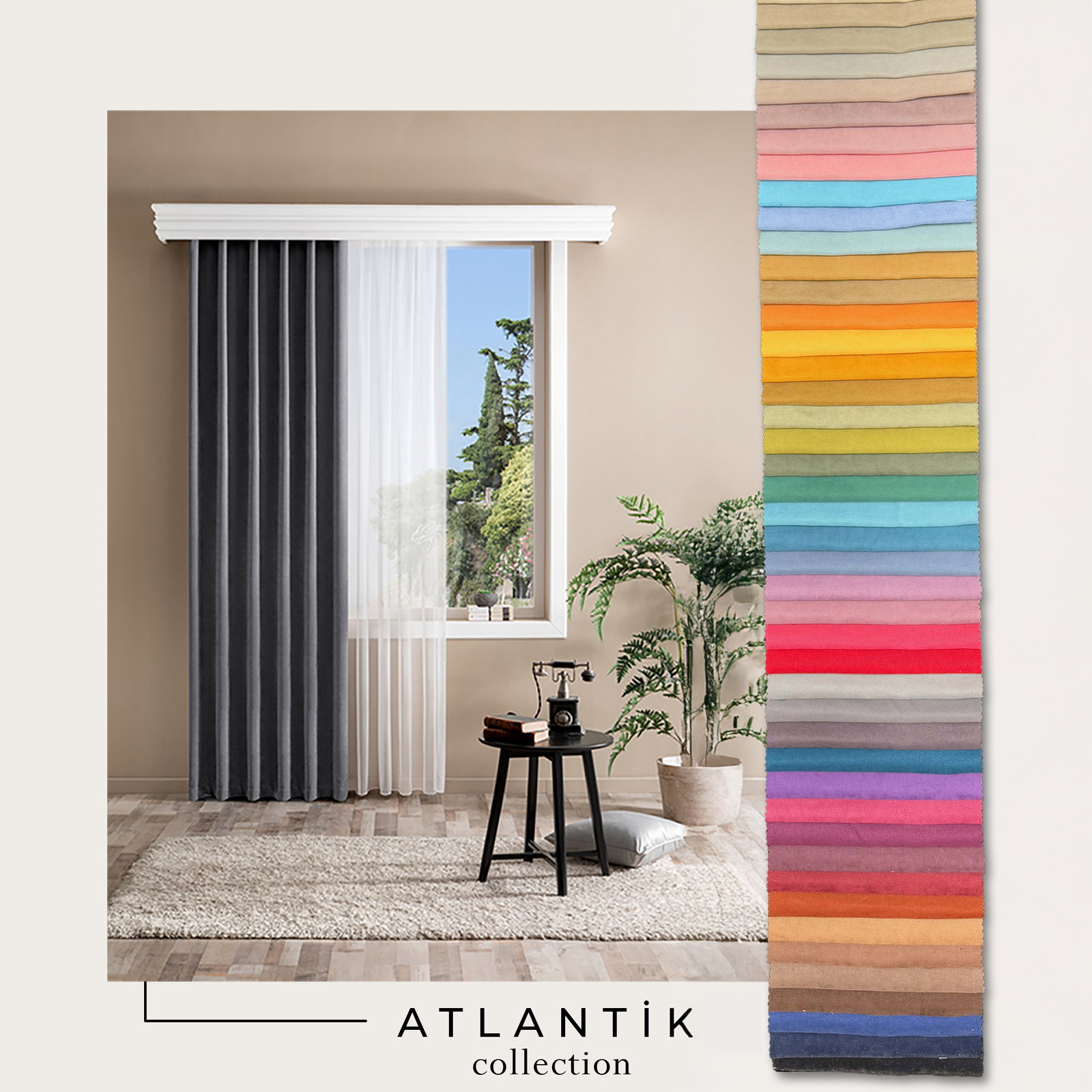 Düz Atlantik Fon Perde 22 Farklı Renk Dökümlü ( Özel Ölçü Sipariş )