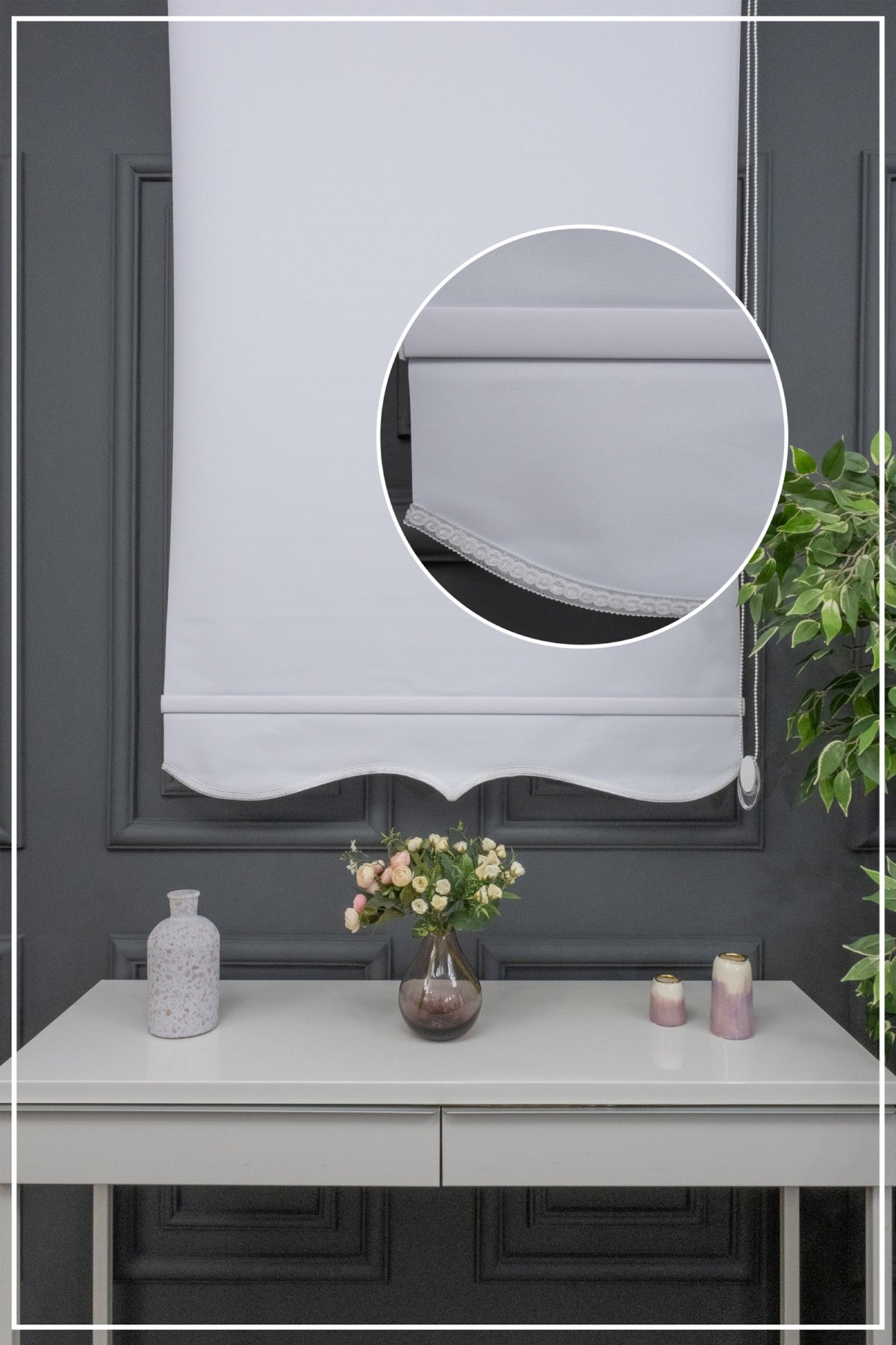 Stor Perde Düz Polyester Stor Güneşlik 1 Kalite Yıkanabilir Çiğ Beyaz