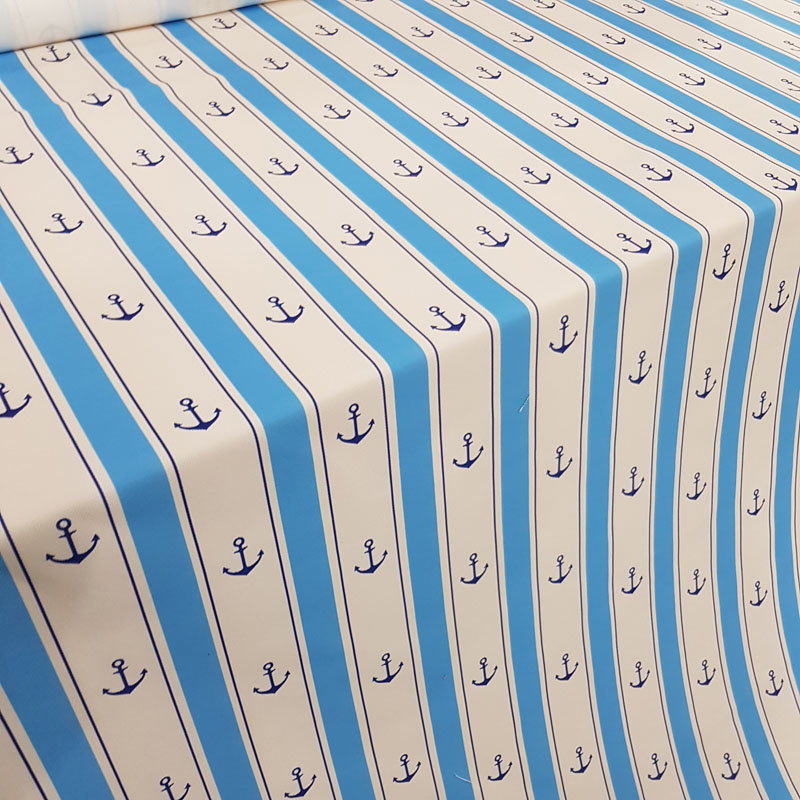 Çapa Desenli Fon Perde Evm560 Kumaşı Kalındır Duck Bezi Değildir- Lacivert-Krem-Mavi Açık