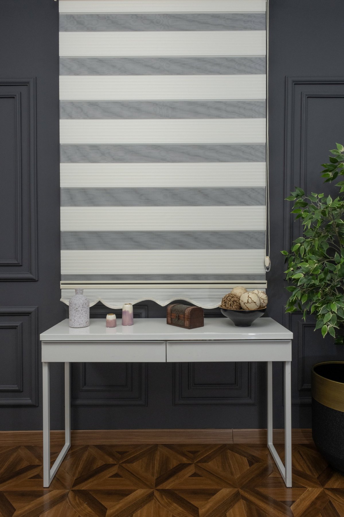 80x200 Hazır Krem Geniş Plise Zebra Perde