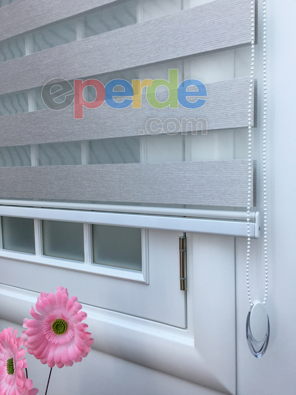 New Gri Düz Bambu Zebra Perde- Gri-füme-antrasit