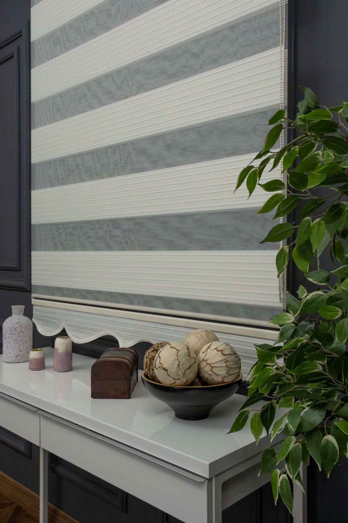 70x200 Hazır Krem Geniş Plise Zebra Perde
