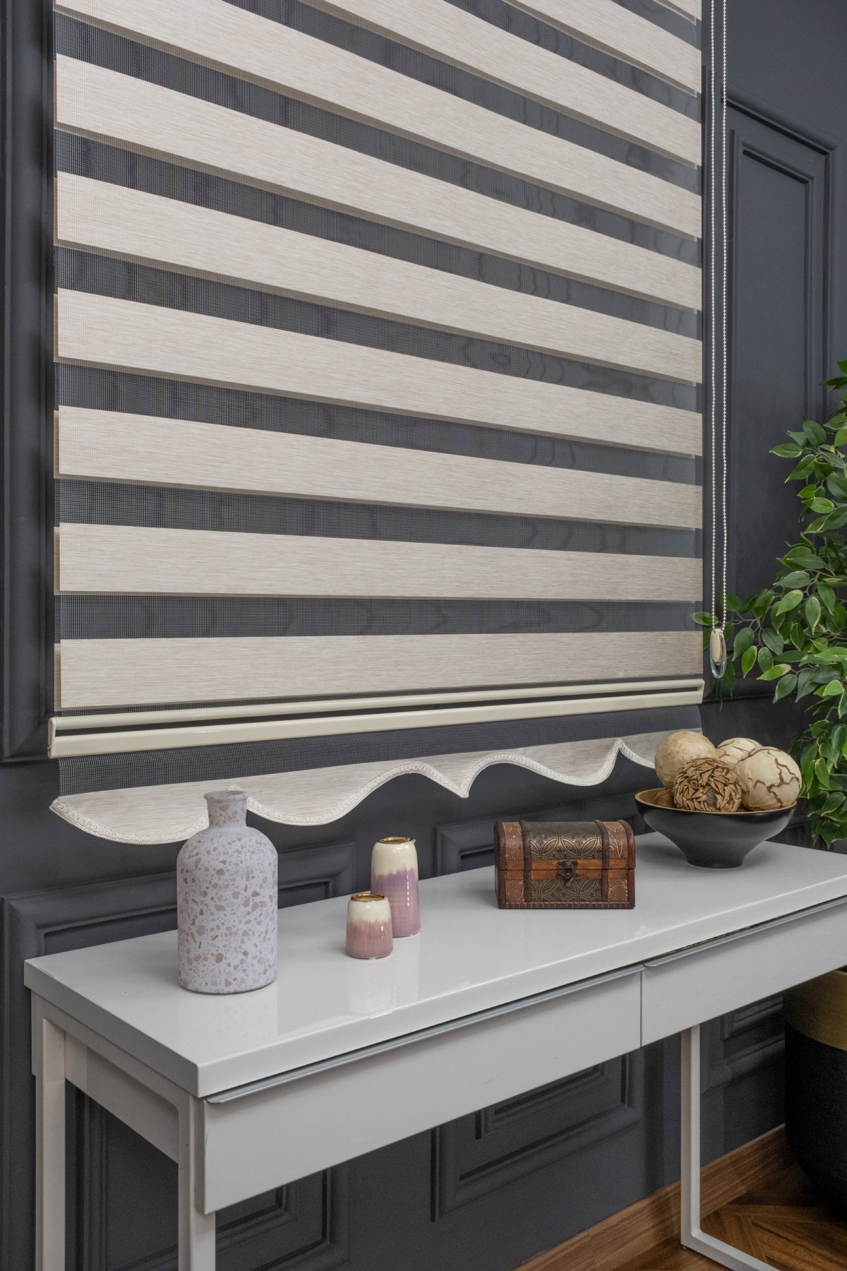 80x200 Hazır Krem Bambu Zebra Perde