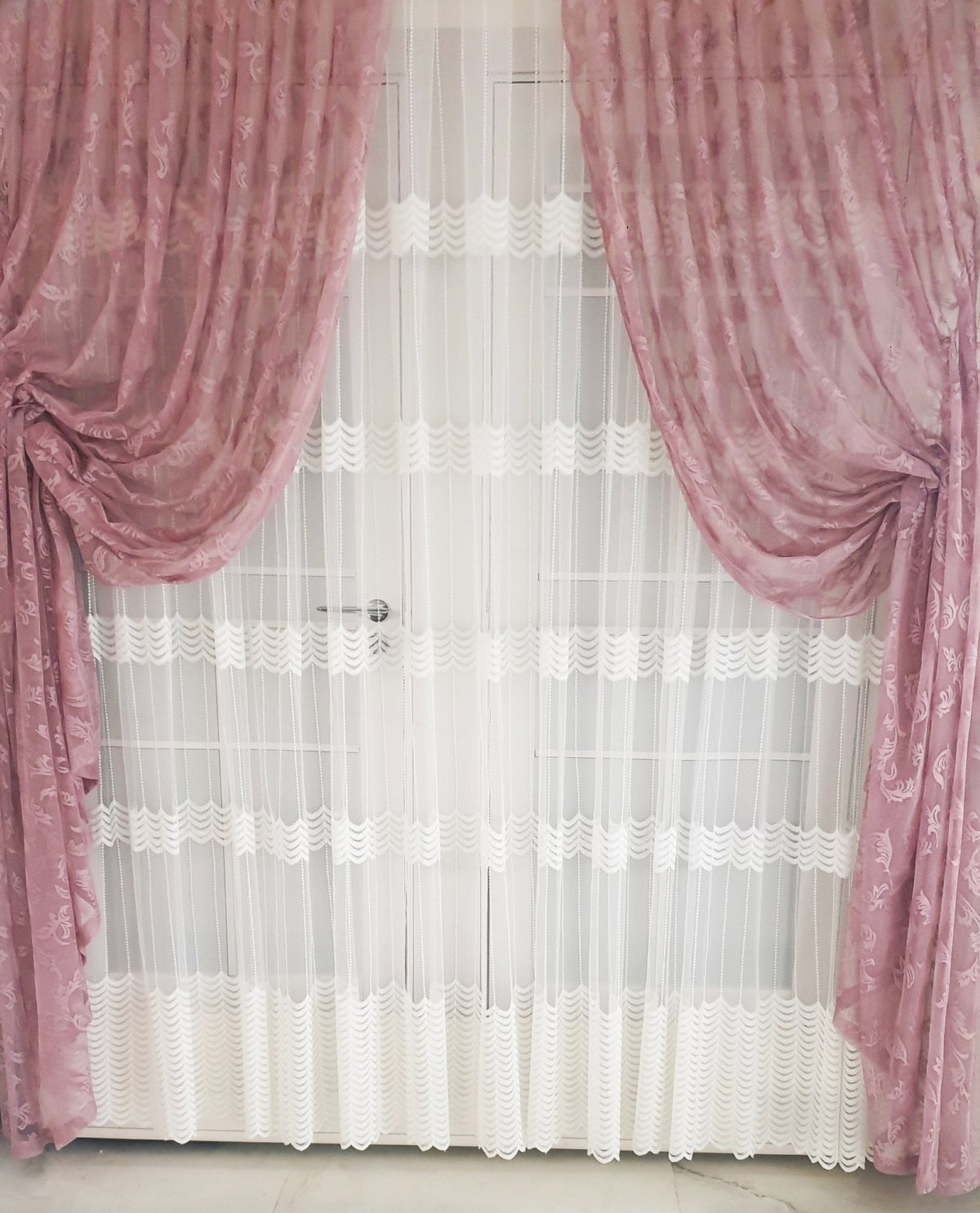 Tül Fon Gül Kurusu Büzgülü Tasarım Yeni Moda Fon Perde- Gül Kurusu 70cm X 270cm
