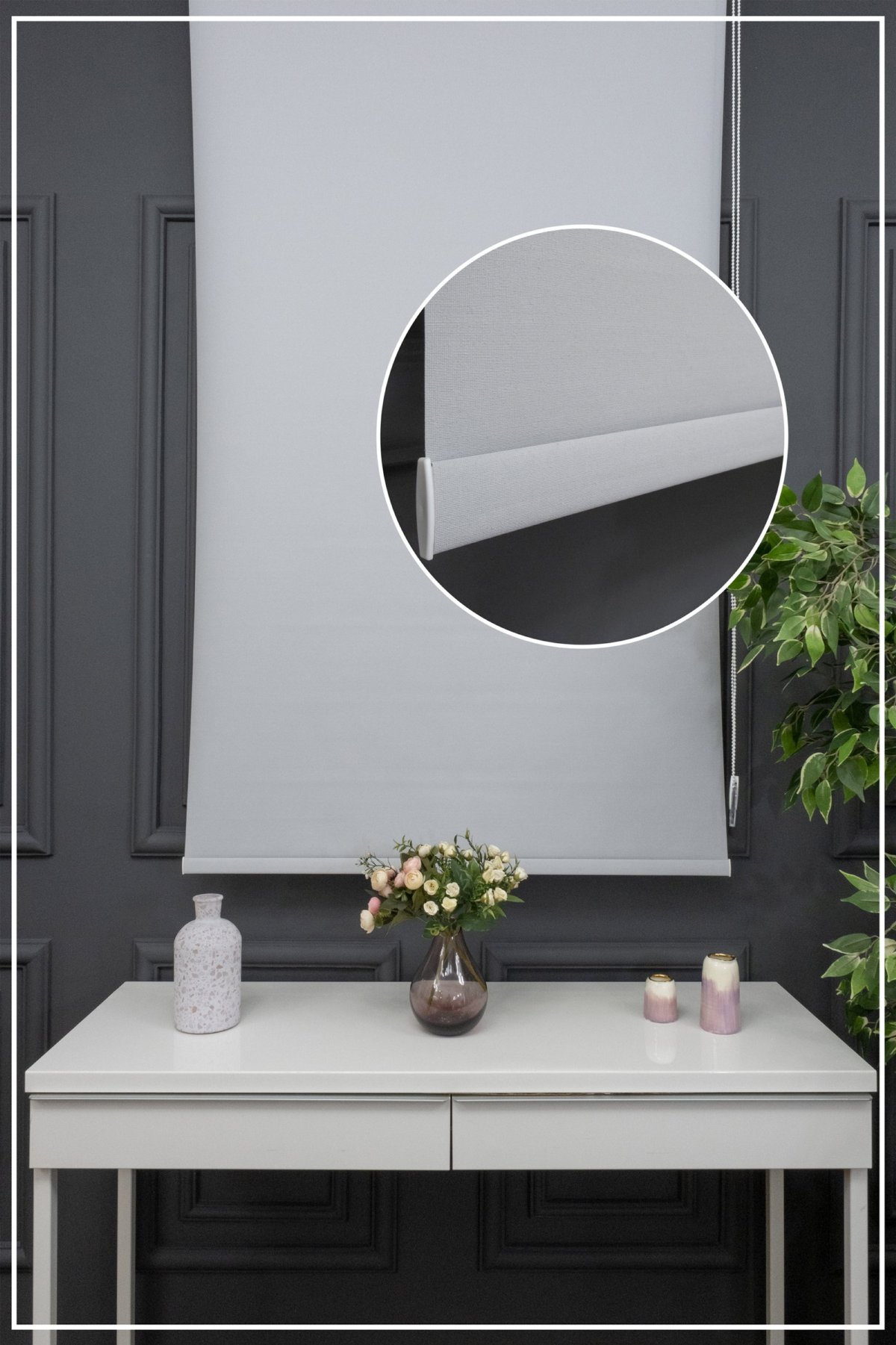 Stor Perde Düz Pvc Mat Stor Güneşlik 1 Kalite Yıkanabilir Açık Gri