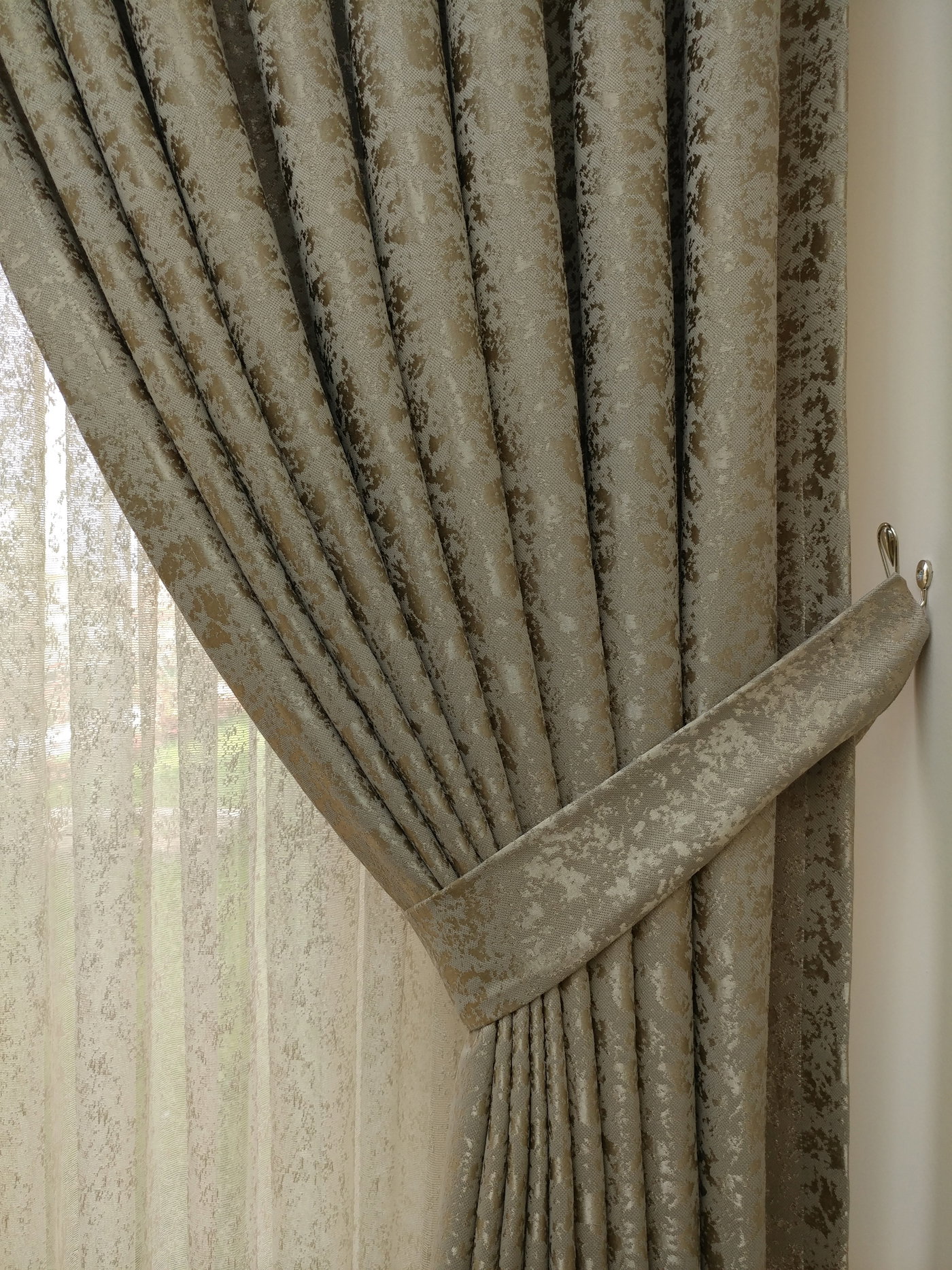 Yag Yeşili Duz Jakar Fon Perde - Yağ Rengi