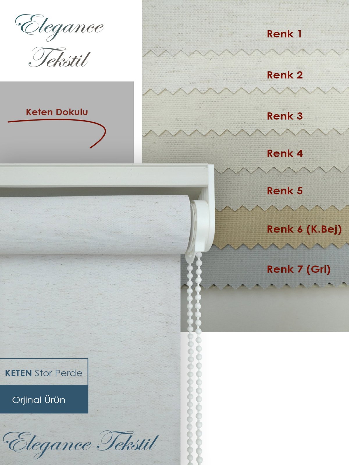 Keten Stor Perde - 4 Farklı Renk Ekru-gri-krem-bej