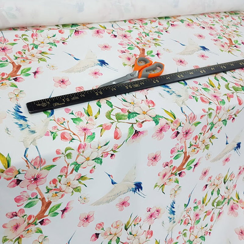 Çiçek Desenli Fon Perde Evm453 - Kumaşı Kalındır Duck Bezi Değildir.- Beyaz-Pembe-Çok Renkli