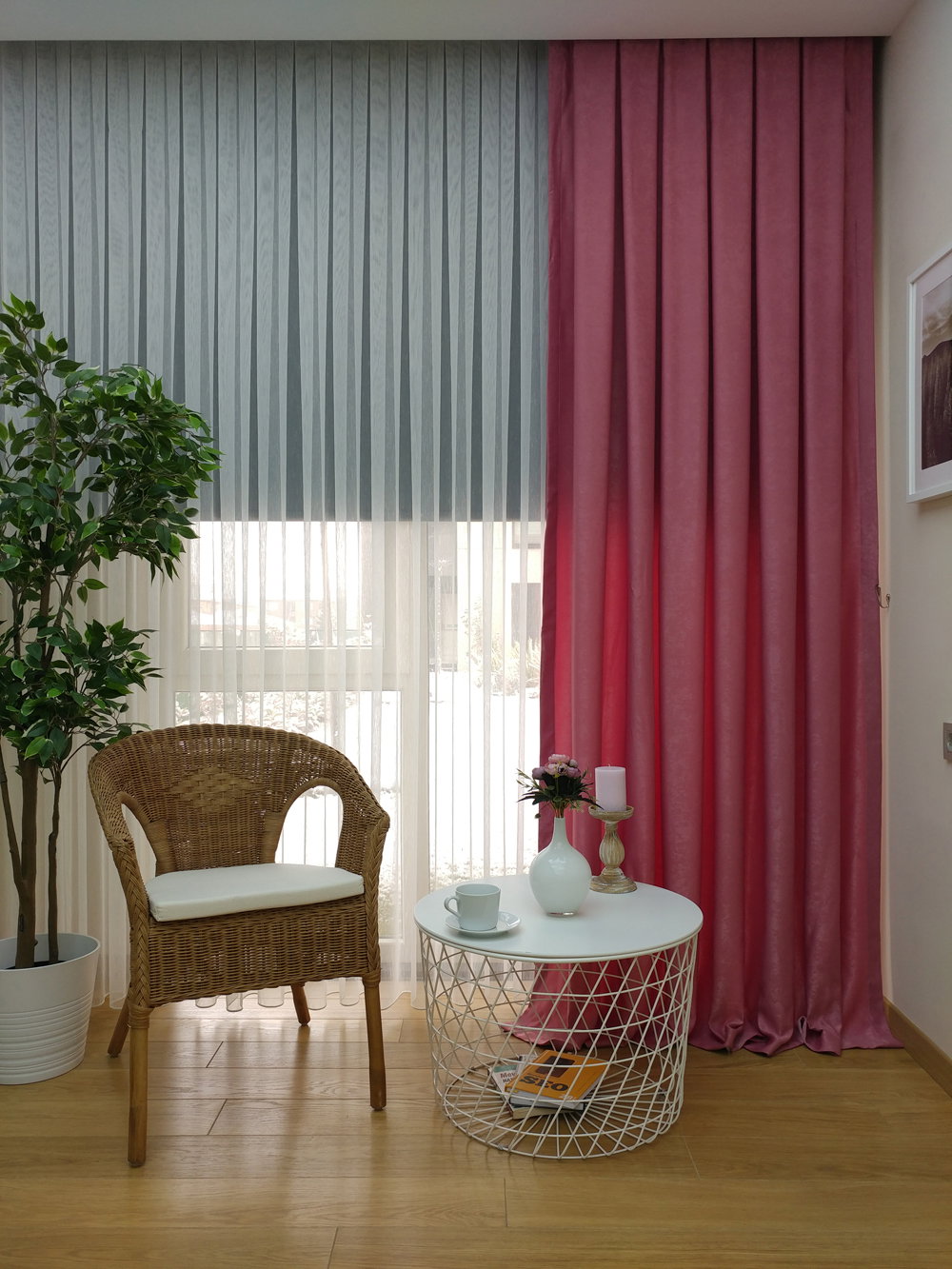 Soft Pembe Koyu Fon Perde Geniş En (285)- Pembe Koyu