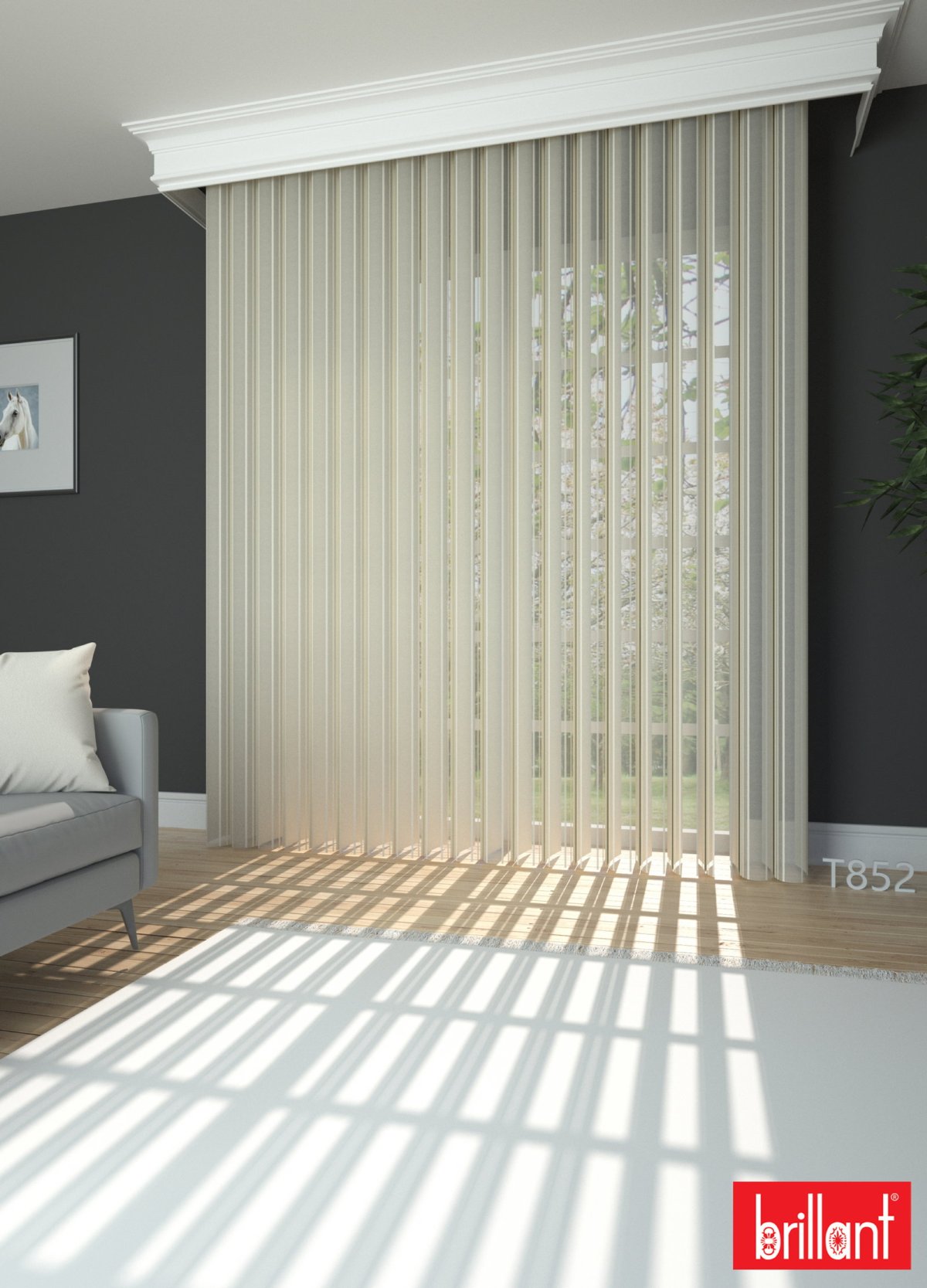Brillant Akıllı Tül Perde Krem Renkli Tül Dikey Zebra Perde Düz 1. Kalite
