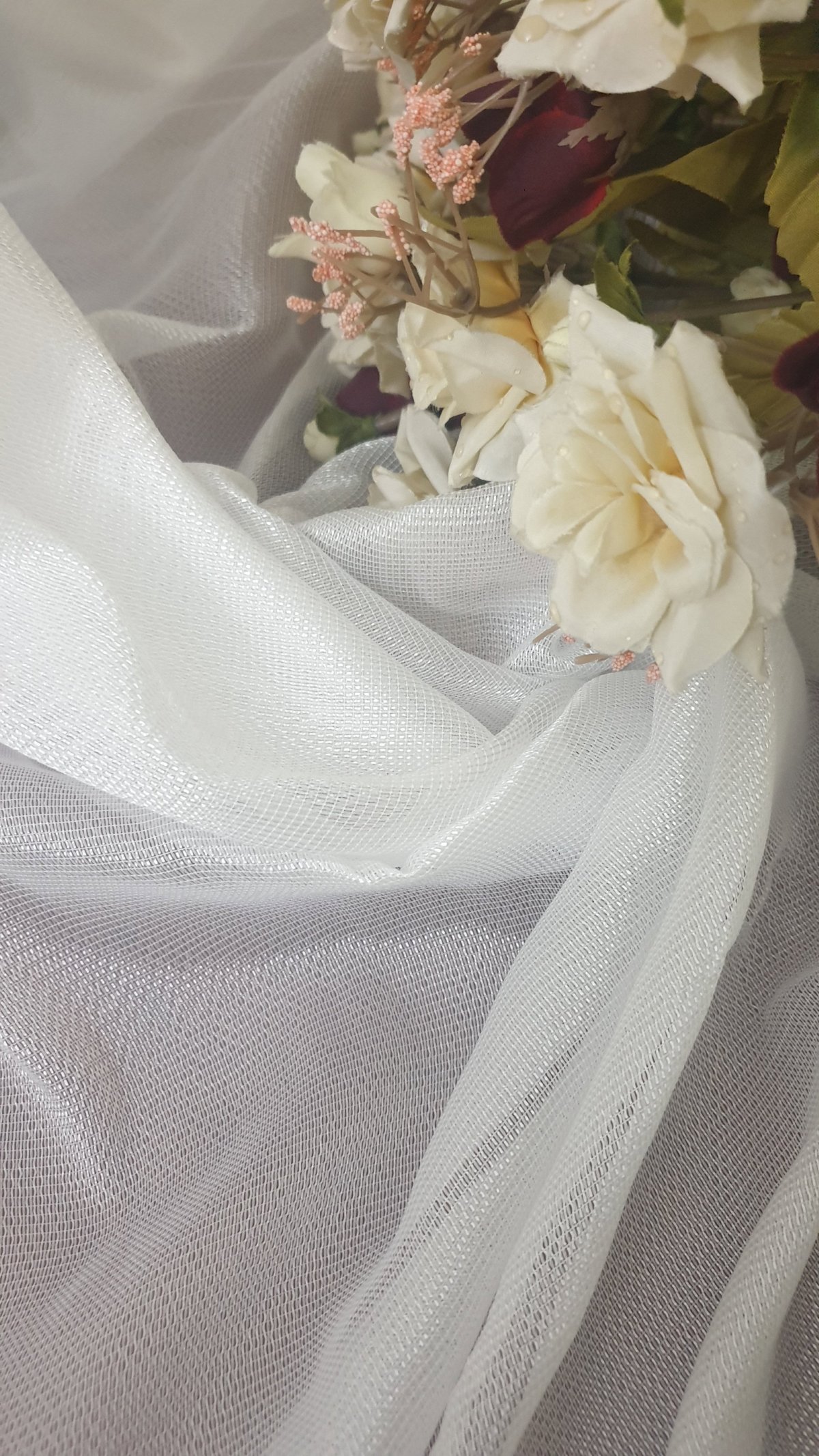 Parlak Kalın Tül Tasarım Moda Yeni Tasarım- Beyaz-ekru